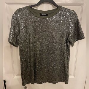 DKNY Sequin Top- Gray